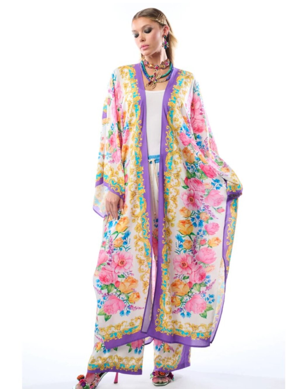 Aratta Blossom Maxi Kimono in White